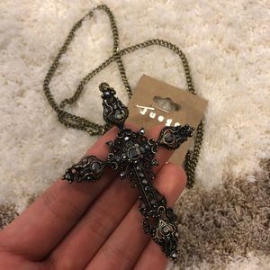 Long Vintage Cross Necklace